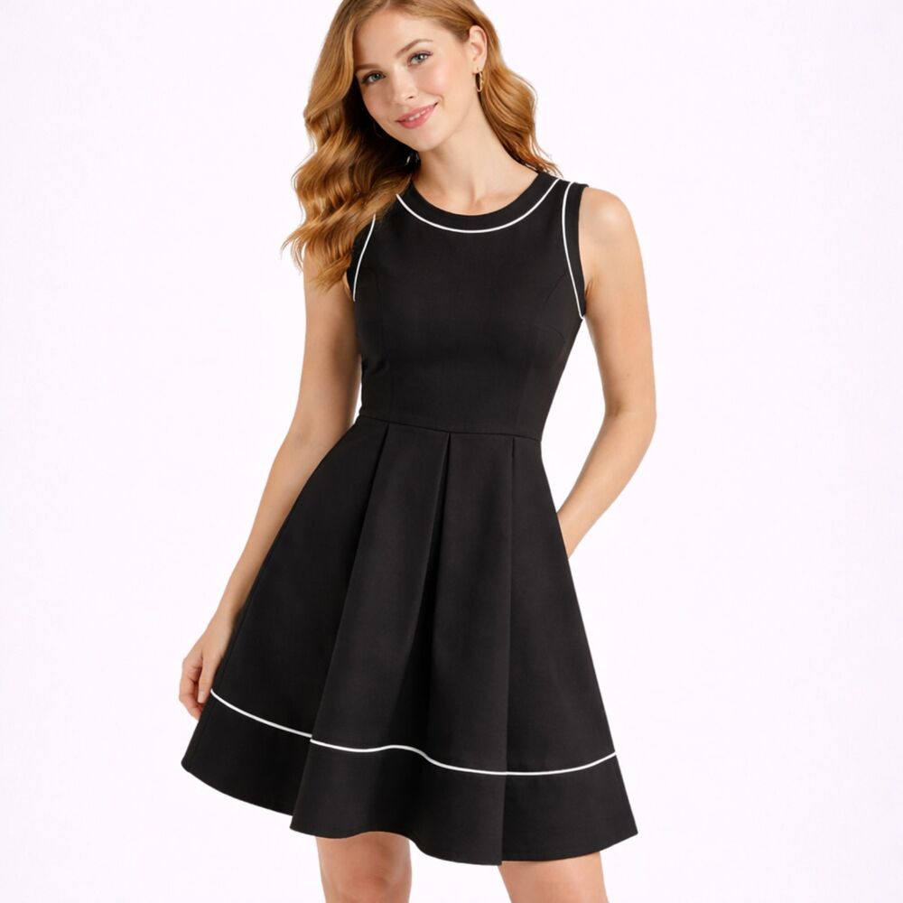 Kate Spade Hope Fit & Flare Dress Designer Preppy Pockets Black 12